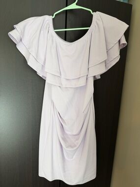 Lilac Maternity Off-Shoulder Ruffled Women’s Dress